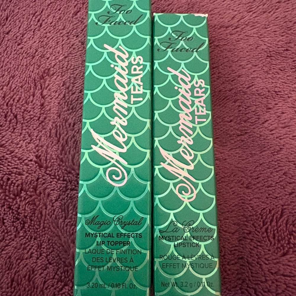 Too Faced Mermaid Tears lipstick and lip topper set